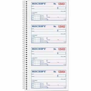 TOPS Carbonless 2-part Money Receipt Book - 200 Sheet(s) - Wire Bound - 2 PartCarbonless Copy - 5.50" x 11" Sheet Size - Canary, White - Blue, Red Print Color - 1 / Each