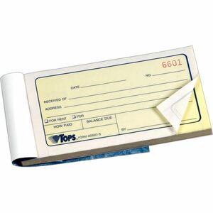 TOPS Carbonless Money Receipt Books - 2 PartCarbonless Copy - 2.75" x 5" Sheet Size - Assorted Sheet(s) - Blue Print Color - 1 Each