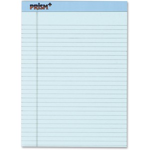 TOPS Prism Plus Colored Paper Pads - 50 Sheets - 0.34" Ruled - 16 lb Basis Weight - 8 1/2" x 11 3/4" - Blue Paper - Perforated, Rigid, Easy Tear - 12 / Pack