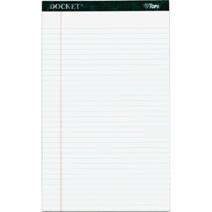 TOPS Docket Letr - Trim Legal Ruled White Legal Pads - Legal - 50 Sheets - Double Stitched - 0.34" Ruled - 16 lb Basis Weight - 8 1/2" x 14" - White Paper - Marble Green Binde