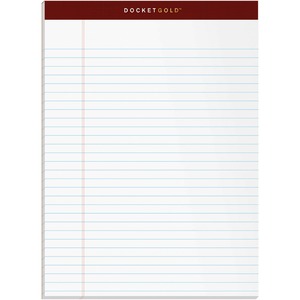 TOPS Docket Gold Legal Ruled White Legal Pads - 50 Sheets - Double Stitched - 0.34" Ruled - 20 lb Basis Weight - 8 1/2" x 11 3/4" - White Paper - Burgundy Binding - Perforated