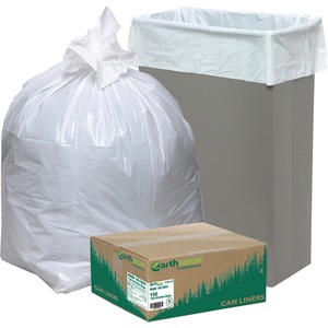 Earthsense Heavy-Duty Reclaim Recycled White Can Liners - Small Size - 13 gal Capacity - 24" Width x 33" Length - 0.87 mil (22 Micron) Thickness - Low Density - White - Plasti