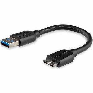 StarTech.com 15cm (6in) Short Slim SuperSpeed USB 3.0 A to Micro B Cable - M/M