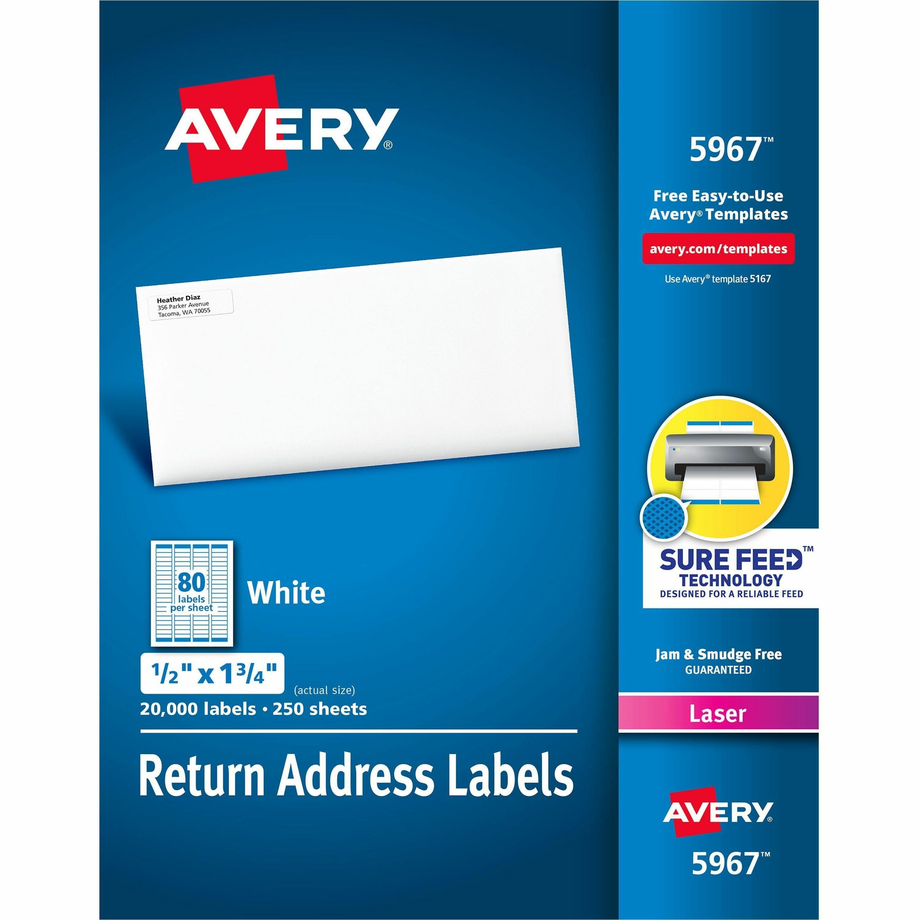 Avery Easy Peel Return Address Labels 2 3 X1 3 4 6 000 Labels 5155 43 64 Height X 1 3 4 Width Rectangle Laser White Paper 60 Forbes Office Solutions