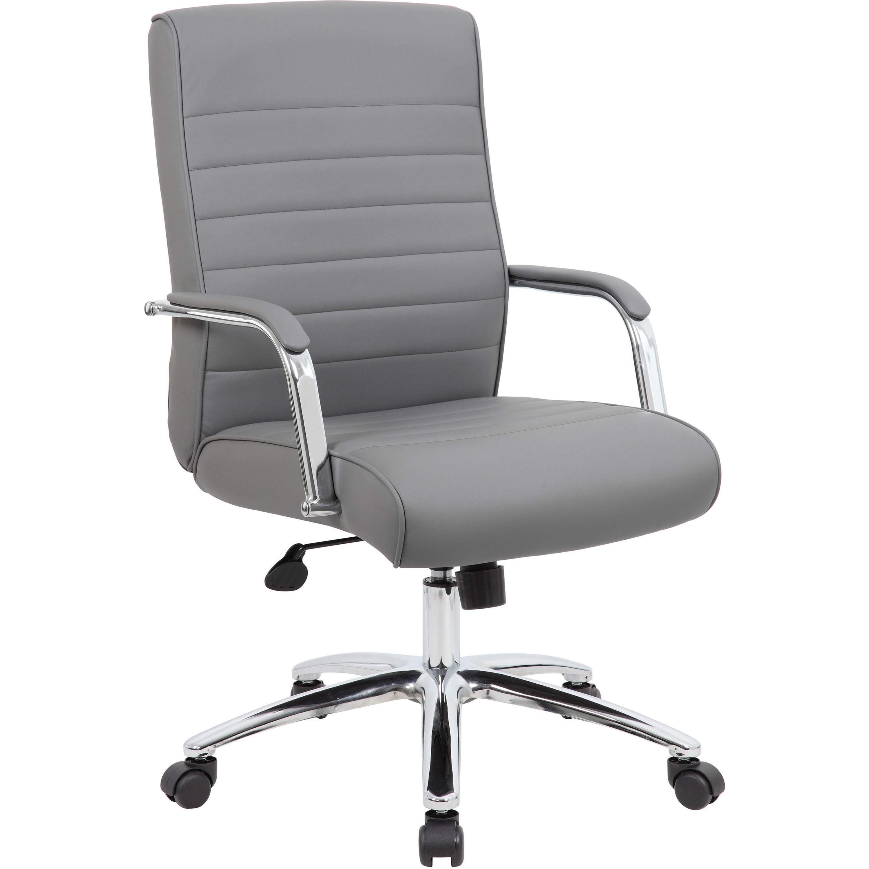 Boss Modern Executive Conference Chair Ribbed Grey Vinyl Seat