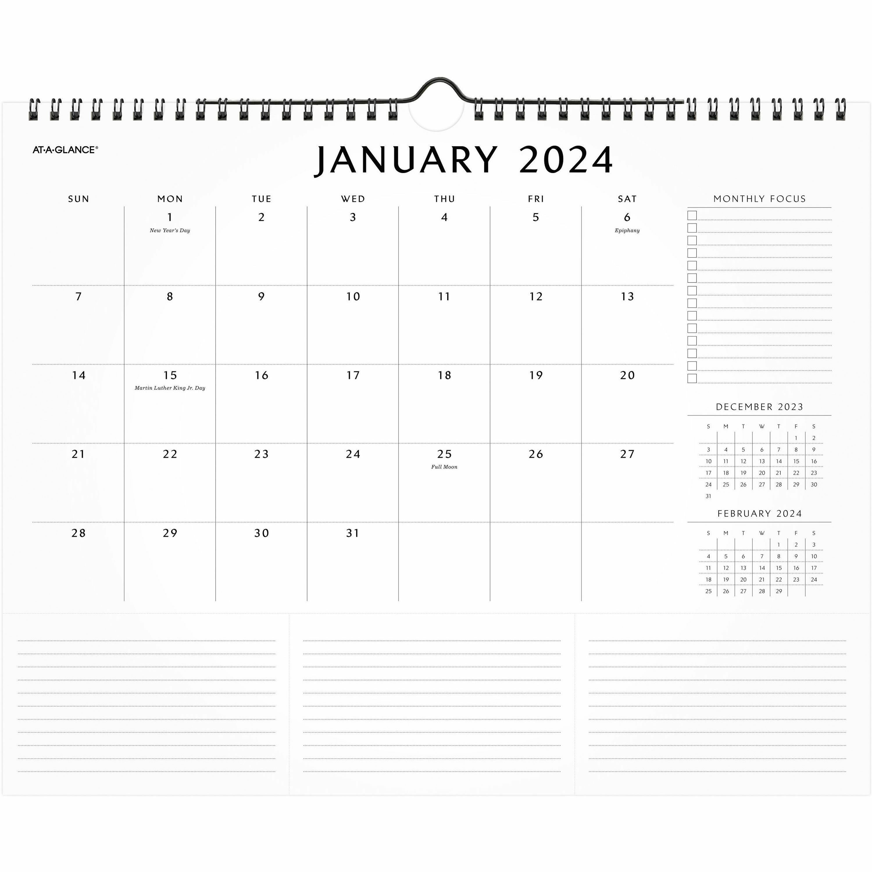 At-A-Glance Ruled Daily Blocks Calendar - Medium Size - Julian Dates ...