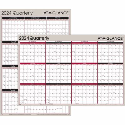Dismissal Perforation Have learned At-A-Glance Reversible Wall Calendar - Julian Dates - Yearly - 12 Month -  January 2024 - December 2024 - 24" x 36" Sheet Size - 1" x 1.31" , 1.25" x  1.19"