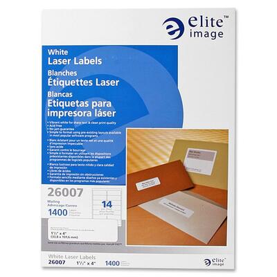 $$ Elite Image Laser Labels, Address, 1-1/3×4, 1400/PK, White | tiposm74d