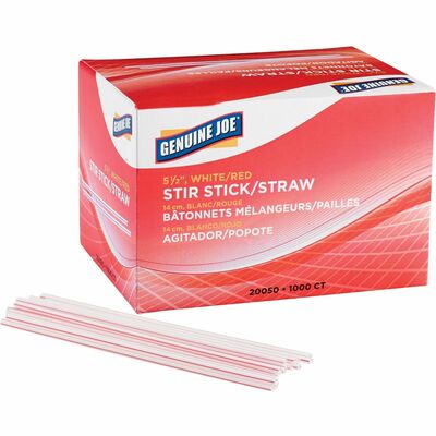 Stir Stick Plastic Stir Sticks, 5, Red/White, Case Of 10,000