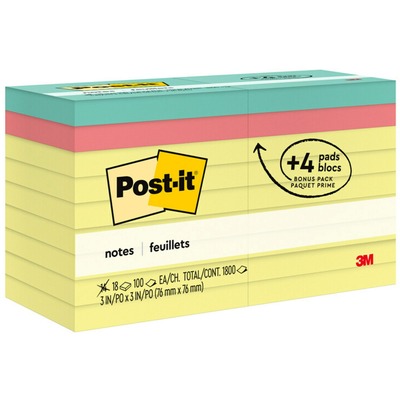 Neon Sticky Notes Adhesive Paper Removeable Notes - 76 x 76 mm - Pack of 4