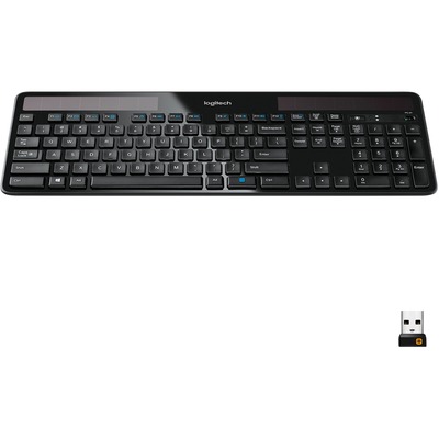 Logitech K750 Wireless Solar Keyboard for Windows, 2.4GHz Wireless with USB Unifying Receiver, Ultra-Thin, Compatible with PC, Laptop - Connectivity - RF - 33 ft - GHz - USB Interface - (Canada) - Computer - PC - Black