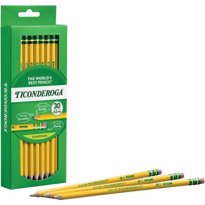 Ticonderoga Pre-Sharpened No. 2 Pencils - #2 Lead - Yellow Barrel - 30 /  Box - Thomas Business Center Inc