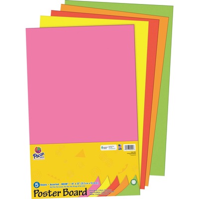 Pacon Poster Board Package - Craft - 14 x 22 - 5 / Pack - Neon
