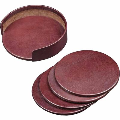 Dacasso Leather Coasters - Set of 4 with Holder DACA3045