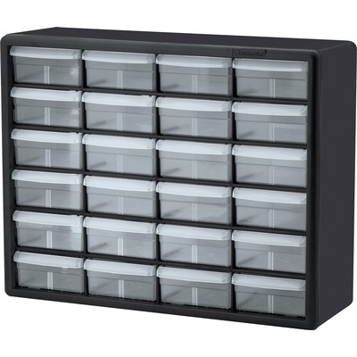 Akro-Mils 24-Drawer Plastic Storage Cabinet - 24 Drawer(s) - 15.8  Height6.4 Depth x 20 Length - Floor - Stackable, Finger Grip, Unbreakable  - Black - Plastic, Polymer - 1 Each - Thomas Business Center Inc