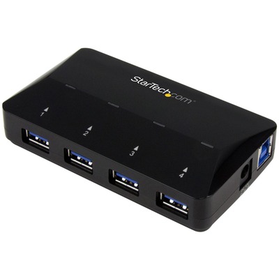 4 Port USB C Hub with Power Adapter - USB 3.2 Gen 2 (10Gbps) - USB Type C  to 4x USB-A - Self Powered Desktop USB Hub with Fast Charging Port (BC 1.2)