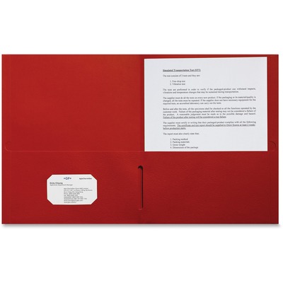 Sparco 2-Pocket Folders, Letter Size, Leatherette Paper - Red - 25/Box
