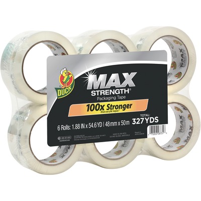 Duck MAX Packaging Tape w/ Heavy-Duty Dispenser 1.88" x 54.6 yds 3" Clear Tape 