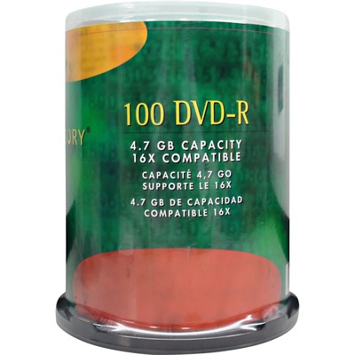 Compucessory DVD Recordable Media - DVD-R - 16x - 4.70 GB - 100 Pack CCS72103