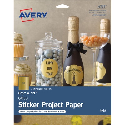 Avery&reg; Inkjet Printable Adhesive Paper - Gold AVE04393