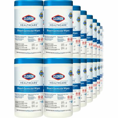 Clorox Healthcare Bleach Germicidal Wipes - Ready-To-Use Wipe6" Width x 5" Length - 150 / Canister - 300 / Pallet - White CLO30577PL