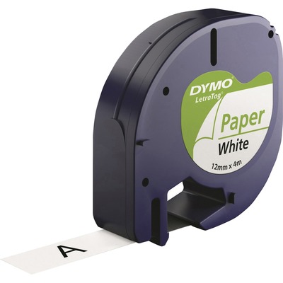 DYMO LetraTag Original labels white, plastic, 12mm x 4m, black/white