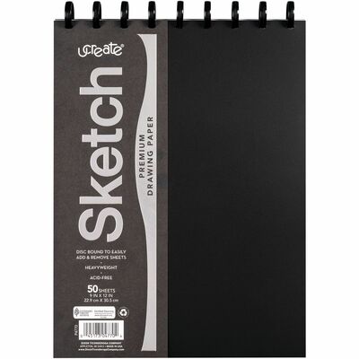 UCreate Disc Bound Sketch Book - 50 Sheets - Disc - 9 x 12 - 9 x 12 -  Heavyweight, Acid-free, Recyclable - 1 Each - Thomas Business Center Inc