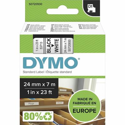 Dymo S0720930 D1 53713 Tape 24mm x 7m Black on White DYMS0720930