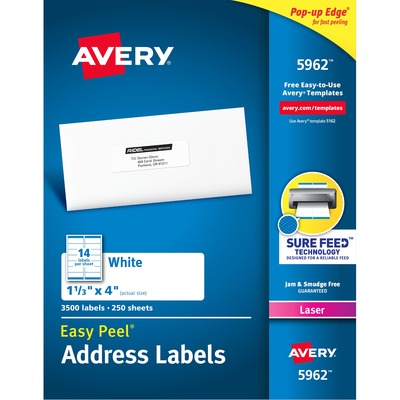 Avery&reg; Easy Peel Mailing Laser Labels AVE5962