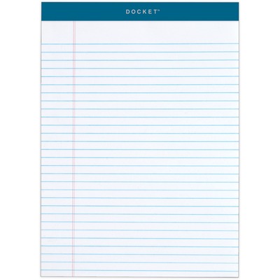 TOPS Docket Letr-Trim Legal Ruled White Legal Pads - 50 Sheets - Double  Stitched - 0.34" Ruled - 16 lb Basis Weight - 8 1/2" x 11 3/4" - White  Paper -
