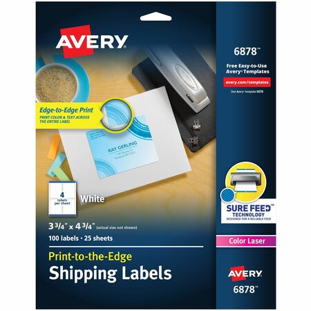 150 / Pack - ave6874 3" Width X 3.75" Length Avery Color Printing Label