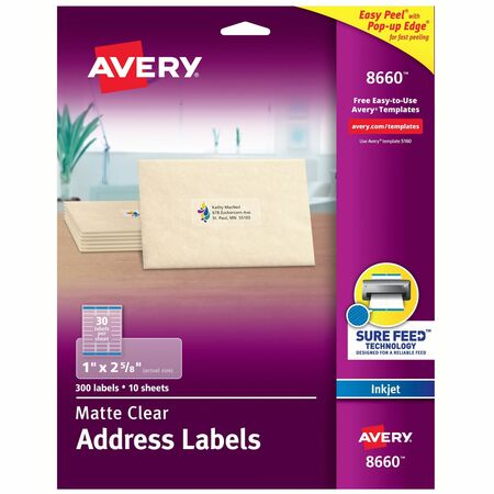 Avery&reg; Easy Peel Inkjet Printer Mailing Labels AVE8660