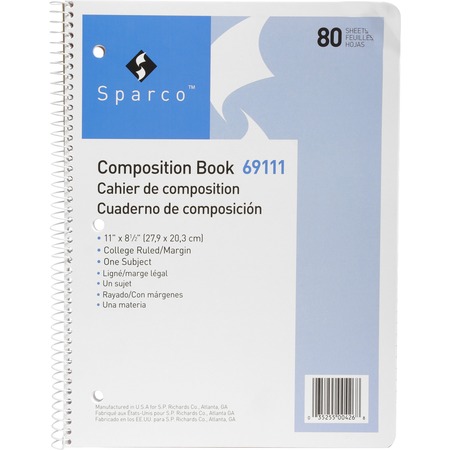 Sparco Punched Spiral Composition Books - Letter