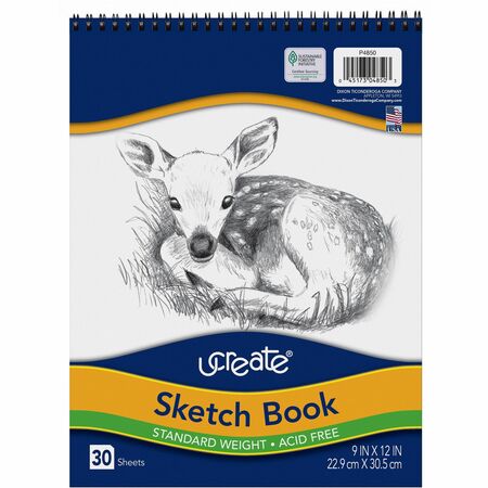 UCreate Poly Cover Sketch Book, Heavyweight, 9 x 12 in, Black, 75