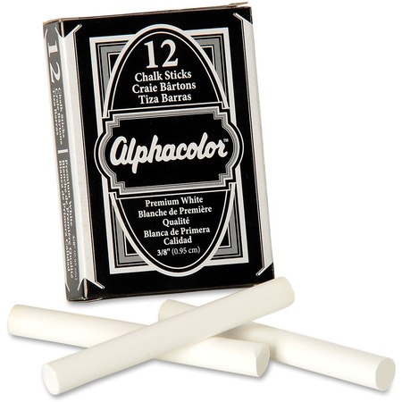 Alphacolor Chalk Sticks, Premium White, 3/8