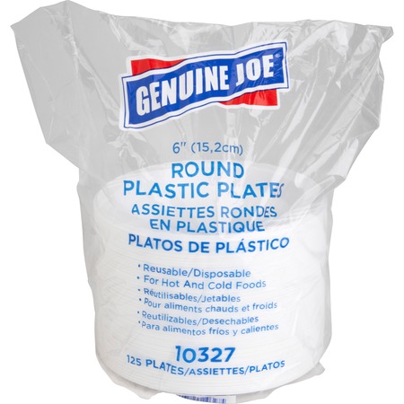 Wholesale Breakroom Supplies & Accessories: Discounts on Genuine Joe Reusable Plastic White Plates GJO10327