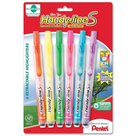 Wholesale Highlighters: Discounts on Pentel Handy-line S Retractable Highlighter PENSXS15BP6M