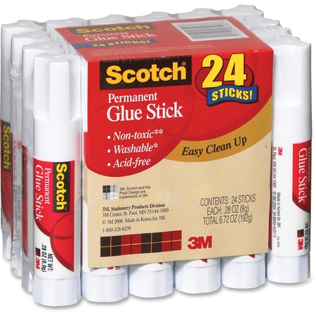 3M Scotch 24 Permanent Purple Glue STICKS EA: .28 OZ (8g) Sealed Package  NEW!
