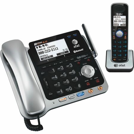 ATT TL86109 DECT 60 2 Line Expandable CordedCordless Phone with Bluetooth Connect to Cell and Answering System SilverBlack 1 Handset