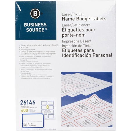 Wholesale Name Badge Labels: Discounts on Business Source Laser/Inkjet Name Badge Labels BSN26146