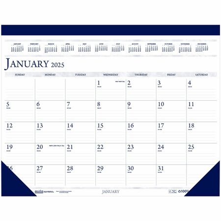 House of Doolittle Deep Blue Print 18.5 Desk Pad Calendar