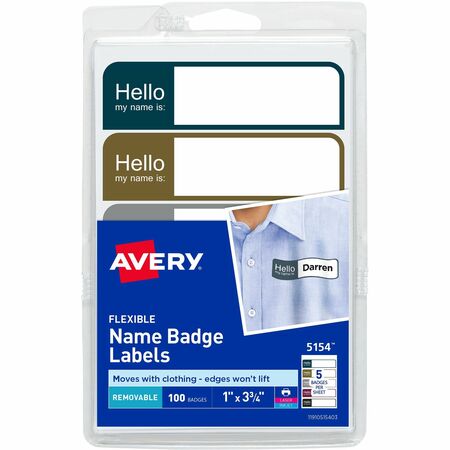 Wholesale Name Tags & Badges: Discounts on Avery Flexible Adhesive Mini Name Badge Labels AVE5154