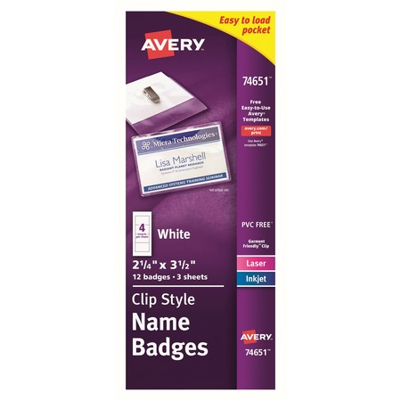 Wholesale Name Tags & Badges: Discounts on Avery® Clip Style Name Badges AVE74651
