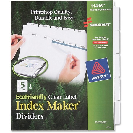 SKILCRAFT Clear Label Index Maker Dividers