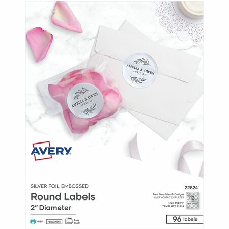 Wholesale Round & Oval Labels: Discounts on Avery Matte Embossed Foil Round Labels AVE22824