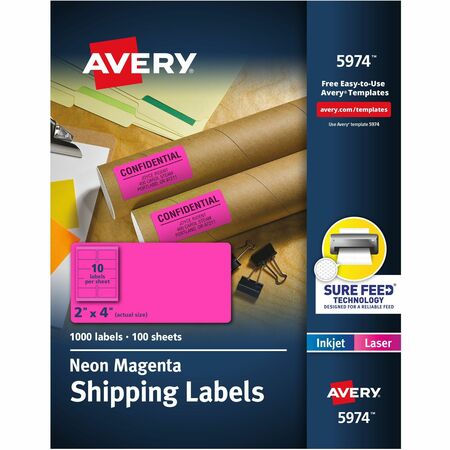Wholesale Shipping Labels: Discounts on Avery Neon Shipping Labels AVE5974
