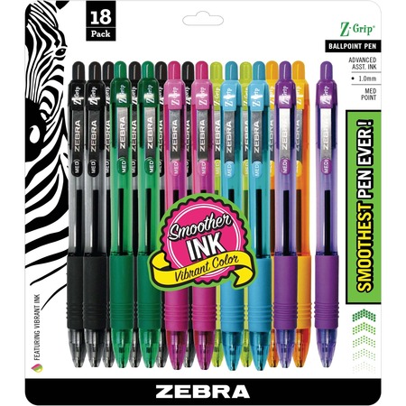 Zebra Z Grip Retractable Ballpoint Pens Medium Point 1.0mm