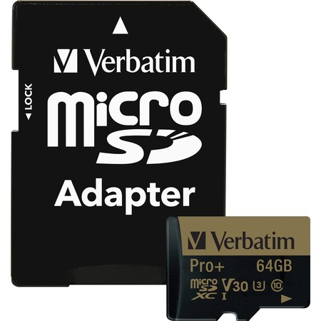 64GB Pro Plus 600X microSDHC Memory Card with Adapter, UHS-I V30 U3 Class 10 VER44034
