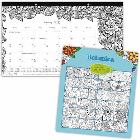 Blueline Botanica Design Compact Monthly Desk Pad