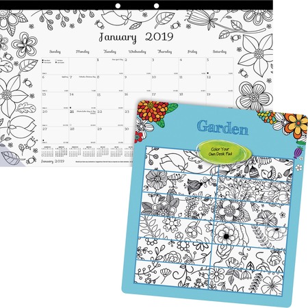Wholesale Monthly Calendars: Discounts on Blueline Garden Design Compact Monthly Desk Pad REDC2917003